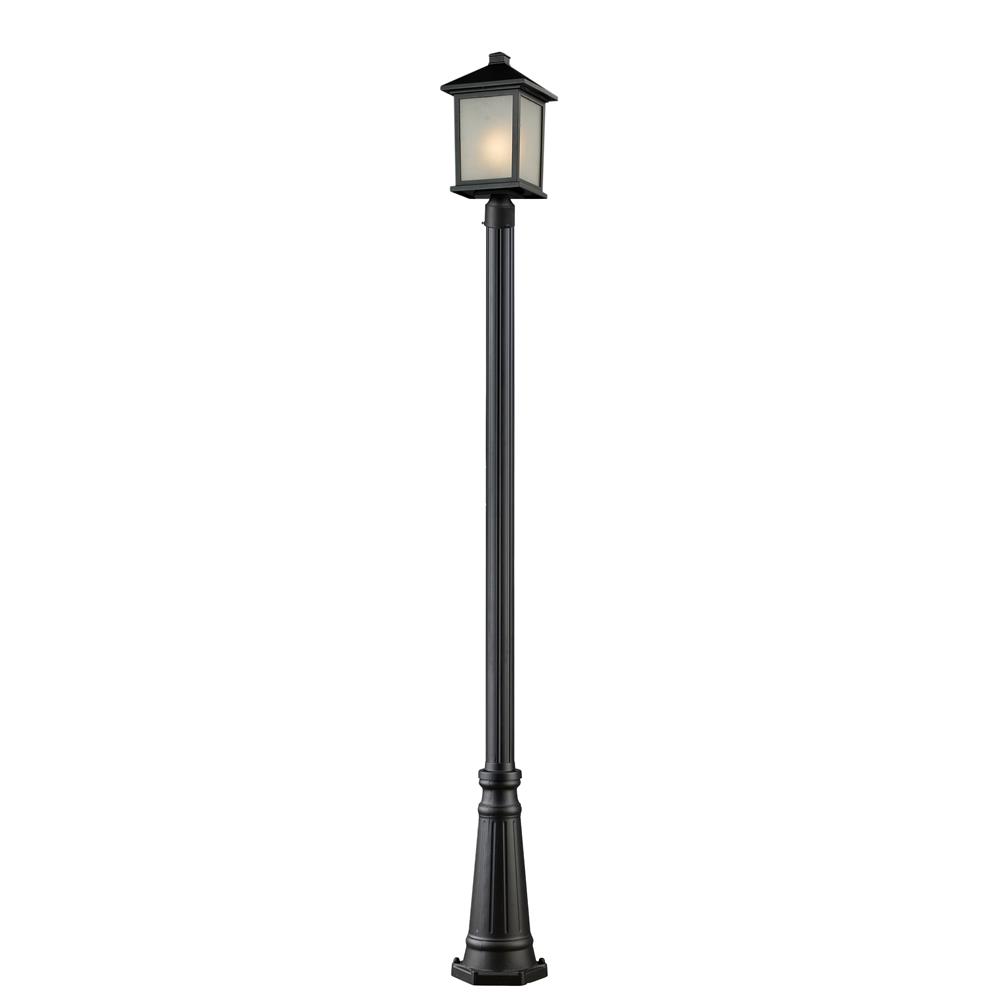 Z-Lite 507PHB-519P-BK Outdoor Post Light in Black with a White Seedy Shade